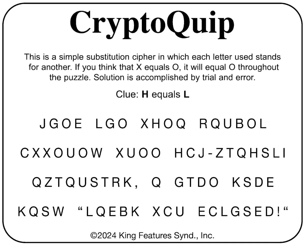 cryptoquip: june 13 — your west central voice